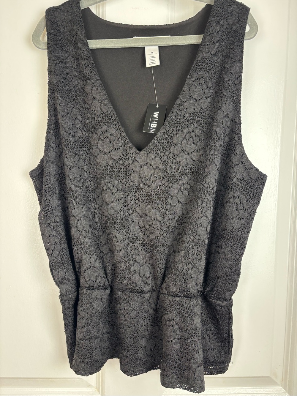 WHBM White House Black Market Black Lace Peplum Tank Top NWT Medium Career - Picture 5 of 11